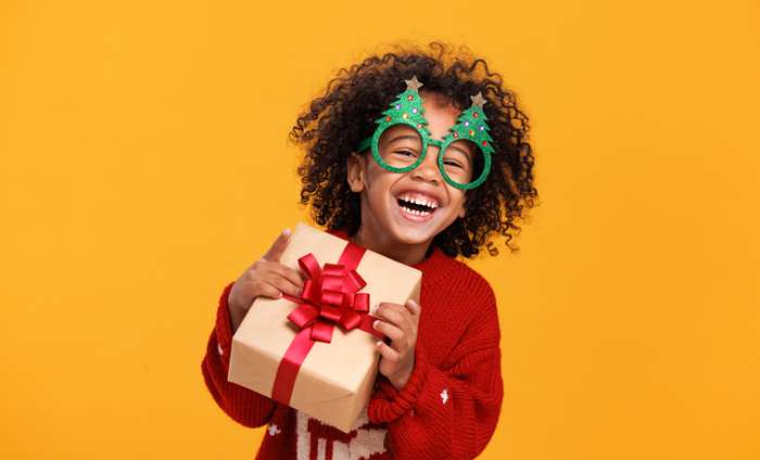 Laughing child at the holidays