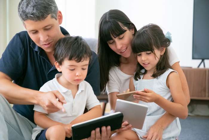 family on tablets