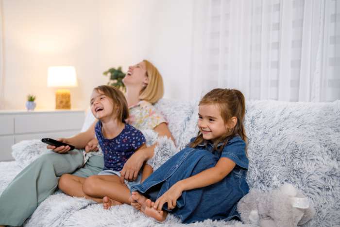 Family watching TV