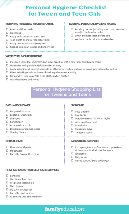  Essential Personal Hygiene Checklist for Tween and Teen Girls 