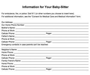 Information for Your Babysitter