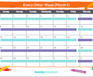 Custody and Visitation Calendar for Divorced Parents 