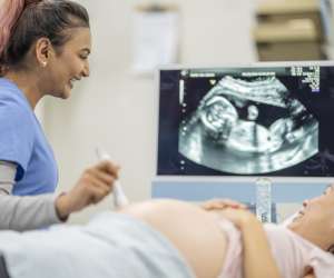 Pregnant Woman at an Ultrasound Appointment